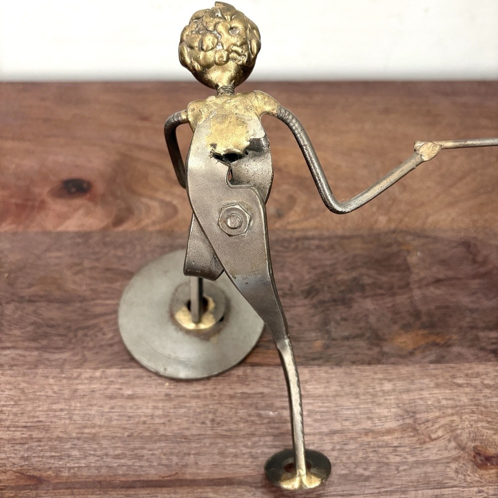 Vintage Metal Tennis‎ Player Sculpture Industrial MCM Brutalist Decor Figure - Picture 9 of 12